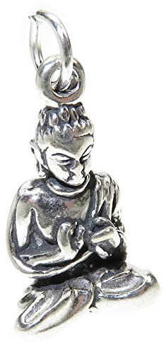 Charm Bouddha en argent sterling .925 x 1 Breloques de bouddhisme religieux