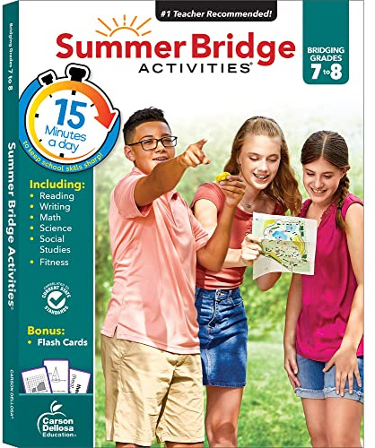 Summer Bridge Activities 7th Grade to 8th Grade Workbooks All Subjects, Math, Language Arts, Science, Social Studies, Fitness, Seventh & Eighth Grade with Flash Cards, eBooks & More (Volume 9)