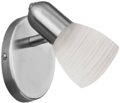 Eglo Lampada da parete Dakar 1, applique per interni, spot da parete in acciaio argento, vetro opalino con tecnica di sfumatura, bianco, attacco E14