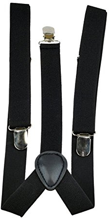 BRACES SUSPENDERS ADJUSTABLE PLAIN NEON SKULL PIANO MEN WOMENS UNISEX NEW[Black]