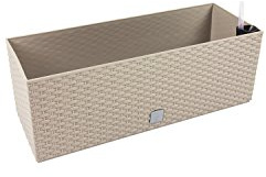 17 L Pflanzkübel Blumentopf L 500 mm Blumenbank in Rattan-Optik Bewässerungssystem Rato Serie Mocca beige viereckig