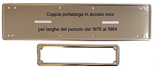 Targhe Storiche srl Coppia Portatarga/Cornice Affiancato in Acciaio Inox dal 1976 al 1984