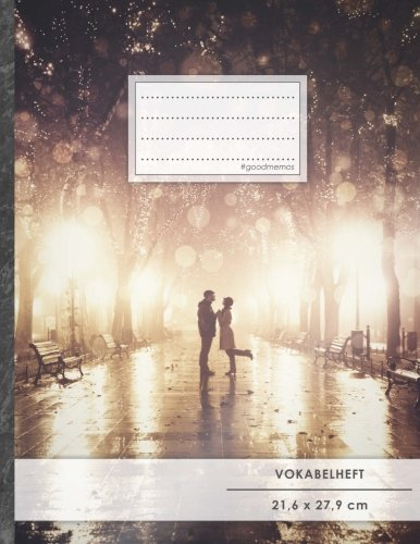 VOKABELHEFT DIN A4 • 50+ Seiten, Softcover, Register, Zweispaltig, Erfolgs-Tacker, Romantisch • Original #GoodMemos Schulheft • Fremdsprachen leicht lernen, Lineatur 53