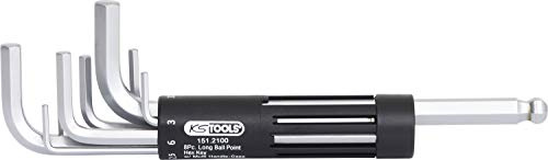 KS Tools 151.2100 3-i-1 insex vinkelstiftnyckelsats, 8-delar, lång, kulhuvud
