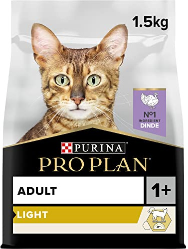 PURINA PRO PLAN | Light | Chat Adulte en surpoids et/ou ayant tendance à l'embonpoint | Croquettes faibles en matières grasses pour aider à la perte de poids | A la Dinde | Sac | Lot de 6 x 1,5 Kg