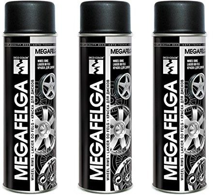 3er Sparpack 500ml Felgenlack Felgen Farbe SCHWARZ MATT