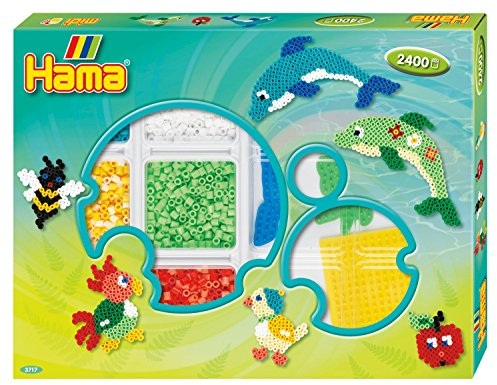 Hama Perlen 3717 Kreativbox Kreise mit ca. 2.400 bunten Midi Bügelperlen mit Durchmesser 5 mm, 3 Stiftplatten, inkl. Bügelpapier, kreativer Bastelspaß für Groß und Klein