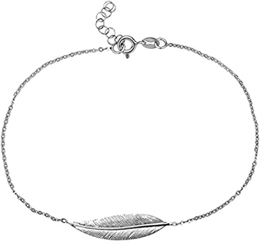 Feather Sterling Silver Anklet/Ankle Bracelet/Ankle Chain - 925 Sterling Silver - 9 to 10 Inch / 11 to 12 Inch - Anklets for Women
