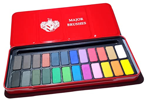 Major Brushes Watercolour Block Tin Set of 24 Colours