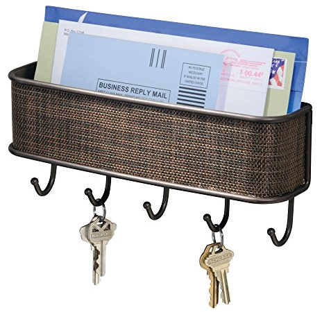 iDesign 95870EU Twillo Wandmontiertes Schlüsselbrett und Postablage, Bronzefarben