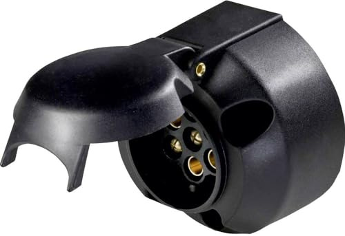 as - Schwabe Prise 7 Broches Adaptateur Attelage 12V avec Clapet de Protection, Raccord à Vis Raccord pour Caravanes et CampingCars IP44 Made in Germany Noir | 61473
