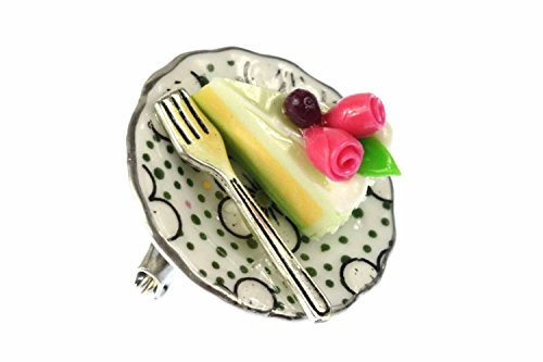 Miniblings Tortenstück Brosche Kuchenstück Kuchenteller Pin Porzellan | Statement am Revers, montiert in Berlin, mit Punkte, sorgfältig von Hand montiert