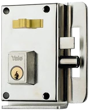 Yale Cerradura De Sobreponer Antipalanca: Entrada 45 mm Derecha, 10-C, Hierro, Niquelado Cilindro por ambos lados, Cilindro exterior forjado, Palanca de un bulón de acero