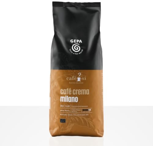 GEPA Milano Café Crema Si – Grains – 1 carton (4 x 1000 g) Commerce équitable Café Bio