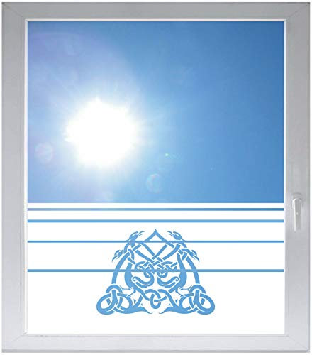 INDIGOS UG Sichtschutzfolie Glasdekorfolie Fensterfolie mit Motiv satiniert Blickdicht - w293 Ornament Vögel Adler - 1200 mm Länge - 500 mm Höhe Streifen - selbstklebend - matt