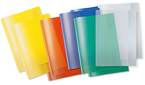 HERMA 19992 Heftumschläge A4 Transparent Sortiment, 10 Stück, Hefthüllen aus strapazierfähiger & abwischbarer Polypropylen-Folie, durchsichtige Heftschoner Set für Schulhefte, farbig