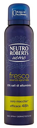 Neutro Roberts, Deodorante Spray Uomo Fresco Verde, Senza Alcool, Essenza Agrumata, Fresco e Asciutto per 48 Ore, Deodorante Uomo - Dermatologicamente Testato - Flacone da 150 ml