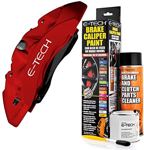 E-TECH Matt Red Brake Caliper Paint - EBCP-MR - Complete Kit Inc Paint/Cleaner & Brush