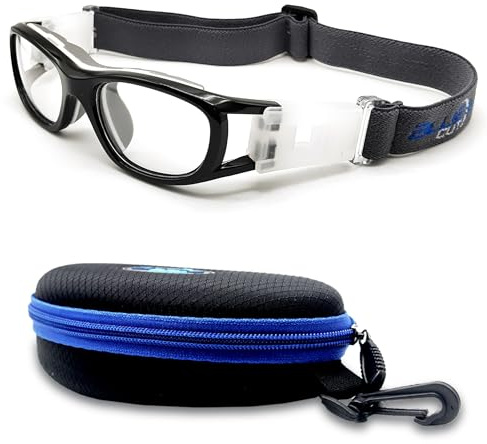BLUE CUT Safety Basketball Goggles For Kids for Outdoor Sports Activities Soccer Football Anti Fog Lenses (Black)