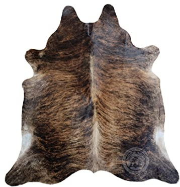 Sunshine Cowhides 100% Genuine Dark Brindle Cowhide Rug - Modern Style Animal Skin Rug & Floor Carpet for Living Room, Bedroom, Kitchen & More - Large (6x6-7ft)