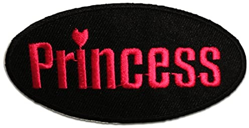 Catch the Patch Princess Aufnäher zum Aufbügeln 8,8 x 4,4 cm Bügelbild für Mädchen Erwachsene mit Girly Pailletten Glitzer Glamour, Bügelpatch Patches Bügelflicken Geschenk