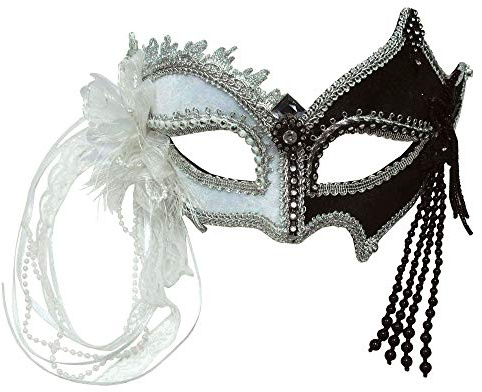 Bristol Novelty EM422 Augenmaske mit Quasten, Schwarz/Weiß