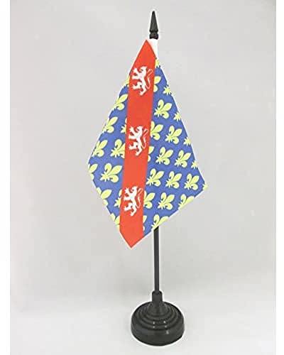 AZ FLAG Drapeau de Table Comté de la Marche 15x10cm - Petit Drapeaux DE Bureau Province France - Creuse 10 x 15 cm | Usage intérieur Drapeau de bureau français finition cousue et bords renforcés avec mât en plastique et socle en plastique
