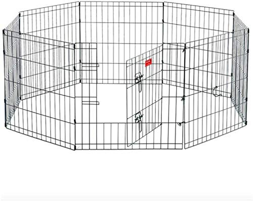 HYGRAD® 8 Panel Wire Metal Pet Dog Small Animal Cat Exercise Playpen Fence Enclosure Cage Den X Large 36 Inches Foldable Metal Dog and Pet Exercise Playpen - With door