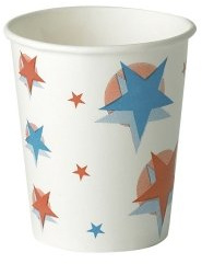 Thali Outlet - 100 x Star & Ball Design White Paper Cups 9oz / 250ml for Cold Drinks Fast Food Takeaways Restaurant Events Birthdays Weddings Parties