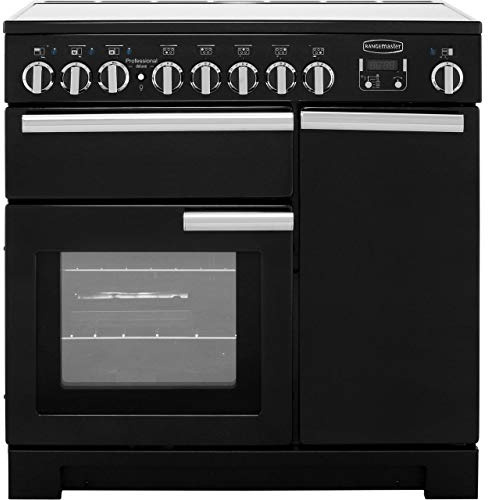 Rangemaster Professional Deluxe PDL90EICR/C 90cm wide Electric Range Cooker with Induction Hob - Cream/Chrome - A/A Rated