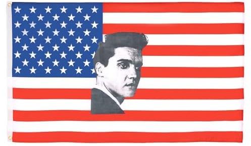 AZ FLAG Drapeau USA Elvis Presley 90x60 cm Polyester 100D 2 Œillets | Usage intérieur et extérieur Drapeau décoratif américain coutures doubles et bords renforcés avec œillets métalliques