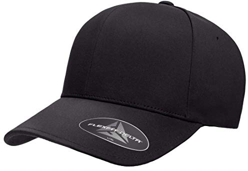 Flexfit Delta Baseball Cap, Unisex Basecap aus Polyester für Damen und Herren, ohne Naht, wasserabweisend, Black, L/XL