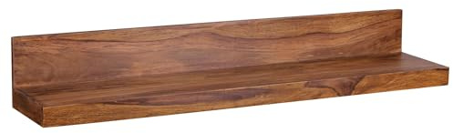 FineBuy Wandregal 110 cm Sheesham Massivholz, Hängeregal Landhausstil | Wandboard aus Echtholz mit Rückwand, Schweberegal handgefertigt, jedes Brett ein Unikat, für Wohnzimmer und Flur