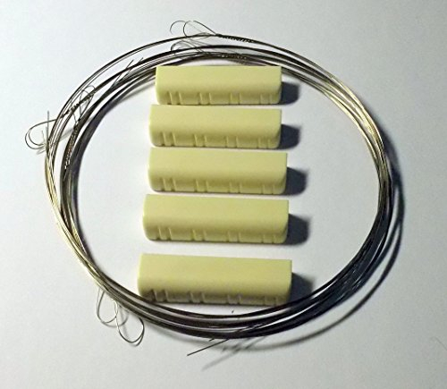 Generic 10 pcs Single Mandolin Strings Nickel Plated Steel Loop End 1st E 0.010 with 5 pcs Plastic Nuts