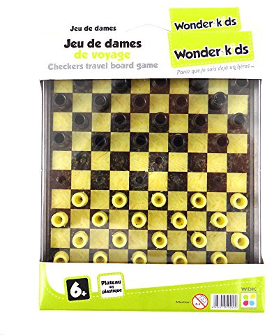 WDK Partner - A1300362 - Jeu de Société - Jeu Voyage Dame Plateau Plast, Brun, Crème