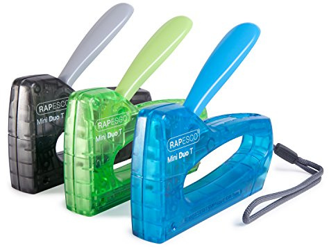 Rapesco 0953 T8-Mini Set, Pack of 3 Tackers with 1800 13/6 mm Staples, Blue, Green and Black