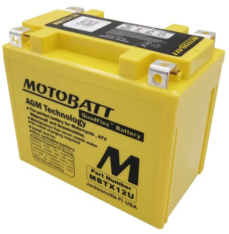 MotoBatt MBTX12U (12V 14 Amp) 200CCA Factory Activated QuadFlex AGM Battery