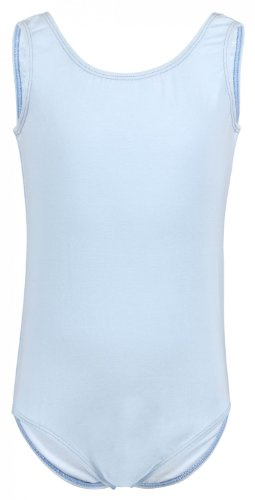 tanzmuster Kinder Ballett Trikot Lissy mit breiten Trägern in hellblau, Größe 128/134