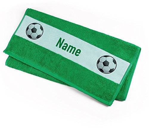 Herz & Heim® Handtuch 50 x 100 cm für Fußballer mit Namensaufdruck