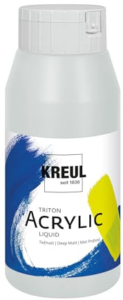 KREUL 17029 - Triton Acrylic Liquid Silber 750 ml, Hochwertige Künstler-Acrylfarbe in Studienqualität mit leicht fließendem Charakter, tiefmatt auftrocknend
