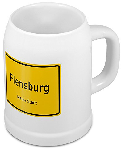 digital print Bierkrug mit Stadtnamen Flensburg - Design Ortschild - Städte-Tasse, Becher, Maßkrug