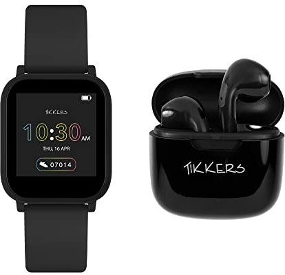 Tikkers Teen Series 10 Black Smart Watch and Earbuds Set TKS10-0002-SETARG