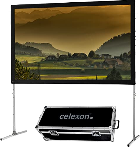 celexon Mobil Expert Rückprojektion Falt-Rahmen-Leinwand 115 | 244x152 cm 16:10 | transportable 4K, Full-HD Projektionsfläche mit Standgerüst für Ihren Outdoor- & Heimkino-Beamer | inkl. Roll-Koffer