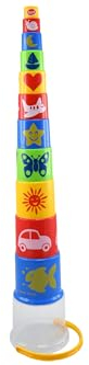 GOWI 453-11 Giant Pyramide Standard, 11teilig, im Eimer, Stapelspielzeug