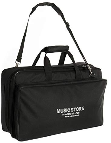 Music Store Deluxe Effect Bag, Gepolstertes Gigbag für Bodeneffektgeräte, Wasserabweisendes Nylon, Tragegriff und Schultergurt, Zusätzliche Tasche, 550x105x305mm, Schwarz mit weißem Logo