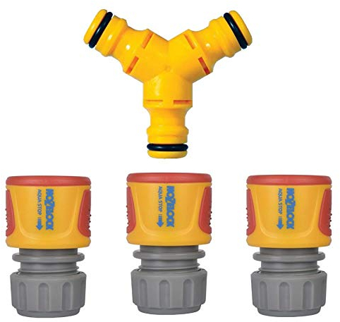 3 x Hozelock AquaStop Waterstop Connector Hose 2185 2075 + 2293 Y Connector
