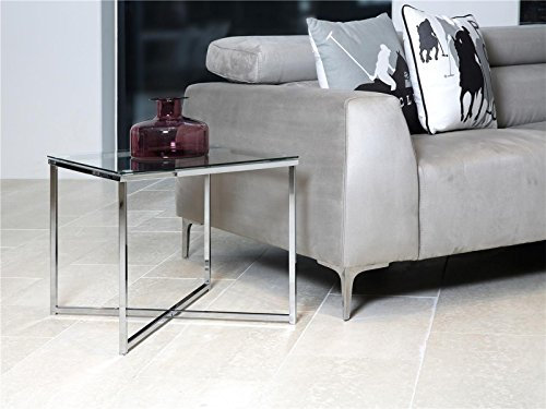 möbelando Beistelltisch Wohnzimmertisch Tisch Sofatisch Couchtisch Glastisch Crispo II (Weiß)