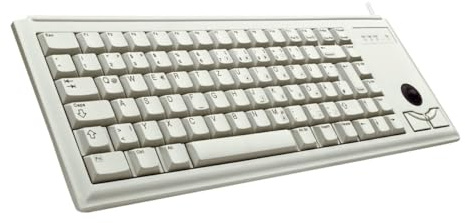 CHERRY G84-4400, Kompakte Tastatur mit Trackball, US-Layout (QWERTY), Kabelgebunden (PS/2-Anschluss), 2 Maustasten, Mechanische CHERRY ML Switches, Grau