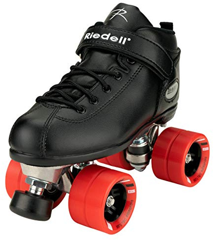 Riedell Dart Roller Skates for Men and Women - Colorful, Ultra-Durable Speed Skate with Precision Fit and Matching Color Wheels, Roller Skates, Black - 11