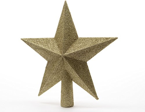 Christbaumspitze Stern Kunststoff Gold // Kaemingk Baum, fünfzackiger Stern, Glitzer Star Gold 19 cm Durchmesser